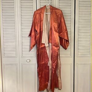 Beautiful Kimono! Orange with beautiful stitching.